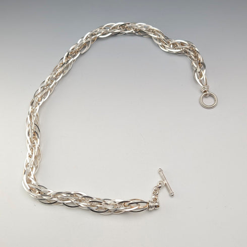Vintage sterling silver extra thick weave chain necklace 88g